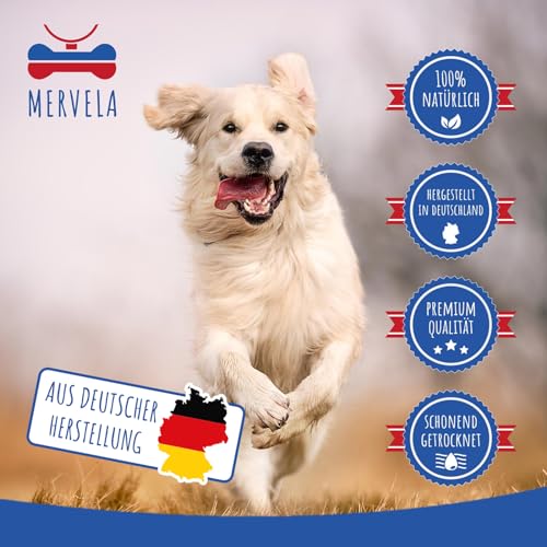 MERVELA Lammpansen für Hunde | 500 Gramm | Qualität aus Deutschland | 100% natürliche Kauartikel | getrockneter Kausnack ohne Zusatzstoffe