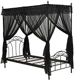 天蓋＆レース付き付デザインベッド(tb-040) (ブラック)
