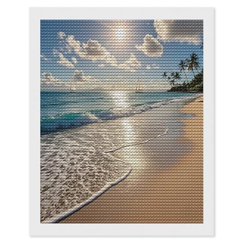 Kit broderie diamant été hawaïen FekiLoot peinture strass ronds pour adulte débutant