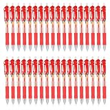 MOTIBACK 36Pcs Red Ballpoint Pen, 0.5mm Retractable Ballpoint Pens with Pocket Clip, Comfort Grip Red Gel Pens for Writing Drawing Sketching Office & School