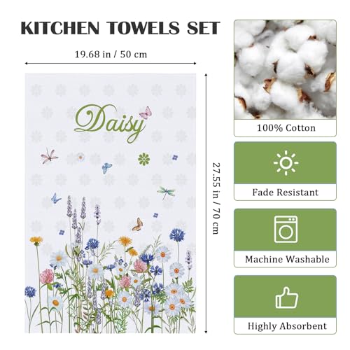 Arquiel Wildflower Kitchen Towel 100% Cotton Quick Dry Dish Towels 48 x 70CM - Image 2