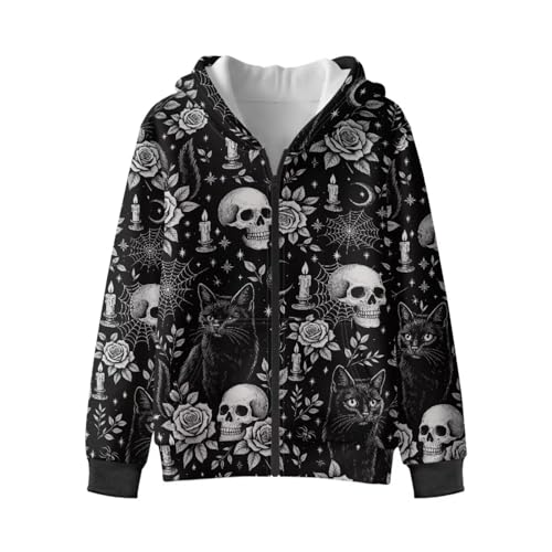 Halloween Sweatshirt Hooded Fleece Hoodie Zip-Up Cardigan Sweatshirts Zipper Jacket for Boys Girls