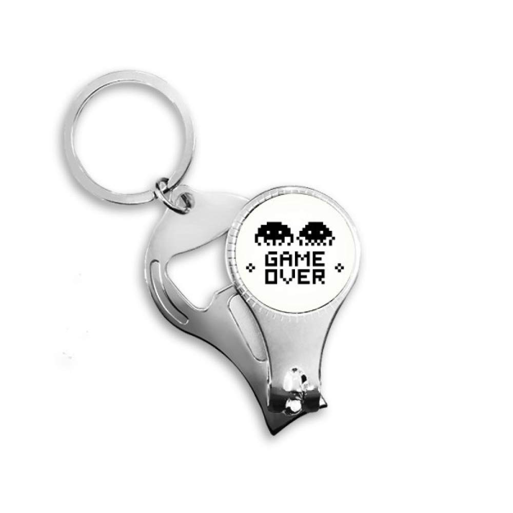 Pince à ongles pixel Game Over avec porte-clés geek rétro pour les doigts