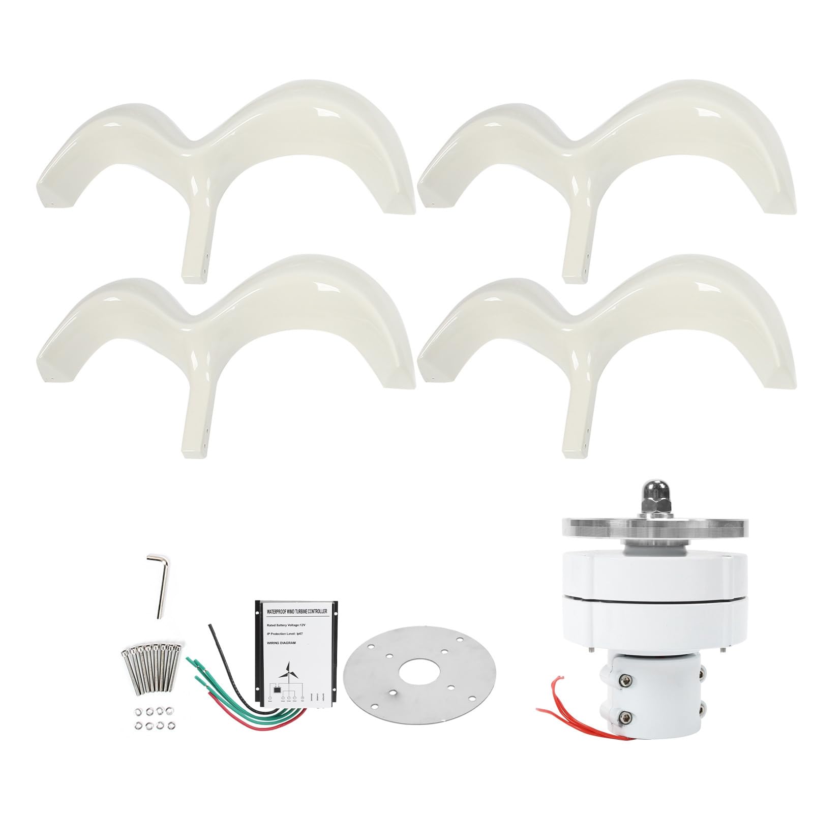 Garosa Generador de Energía de Turbina Eólica, 4 Palas, Nailon Duradero, 400 W, Ideal para Uso Doméstico y Marino (12V)