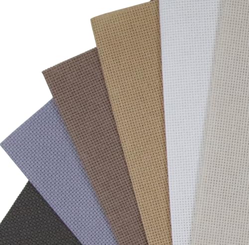 Image of KCS 6 pc of 12 inch x 18 inch (30cmx45cm) Counted Cotton Aida Cloth Cross Stitch Fabric (16CT-F)