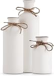 Blue Ceramic Vase Set of 3 - Decorative Navy Blue and White Vase for Centerpieces, Farmhouse and Home Decor - Ideal for Living Room, Kitchen, Bedroom, Dining Table and Office Decor