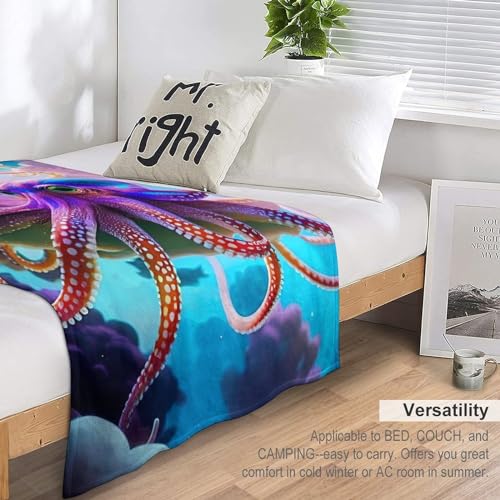 Couverture Polaire Pieuvre en flannel douce pour canapé et lit de dimensions 180x200cm