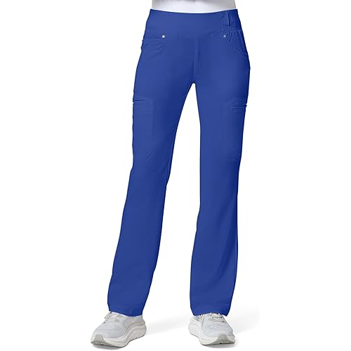 Cherokee Scrubs for Women Mid Rise Straight Leg Scrub Pants For Women Pull-on Bottoms with 6 Pockets & 360° Stretch - CK002