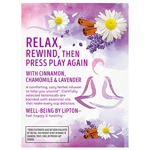Lipton Stress Therapy Herbal Supplement Tea Bags For A Relaxing Hot Beverage Cinnamon Chamomile And Lavender Caffeine Free Tea Blend 15 Count, Box Of 4 (Pack Of 1) #TOP1