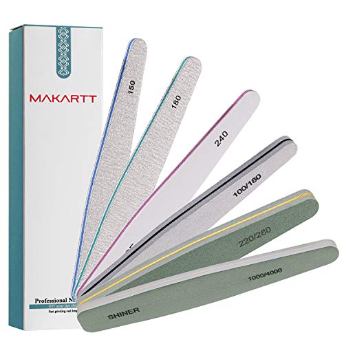 Makartt 6 Pcs Nail File for Acrylic Gel Nails, Professional Nail File Buffer