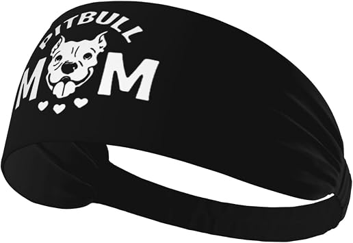 Pitbulls Mom Elastic Sweat Headbands for Women & Men, Non-Slip Wide Yoga Headband, Sports Workout Head Wrap for Running, Tennis, Gym, Fitness, Moisture Wicking