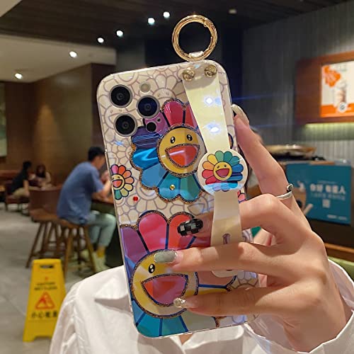 Lastma For Iphone 14 Pro Max Case Cute With Wrist Strap Kickstand Glitter Bling Cartoon Imd Silicone Tpu Shockproof Protective Phone Cases Cover For Girls And Women - Sunflower #TOP5