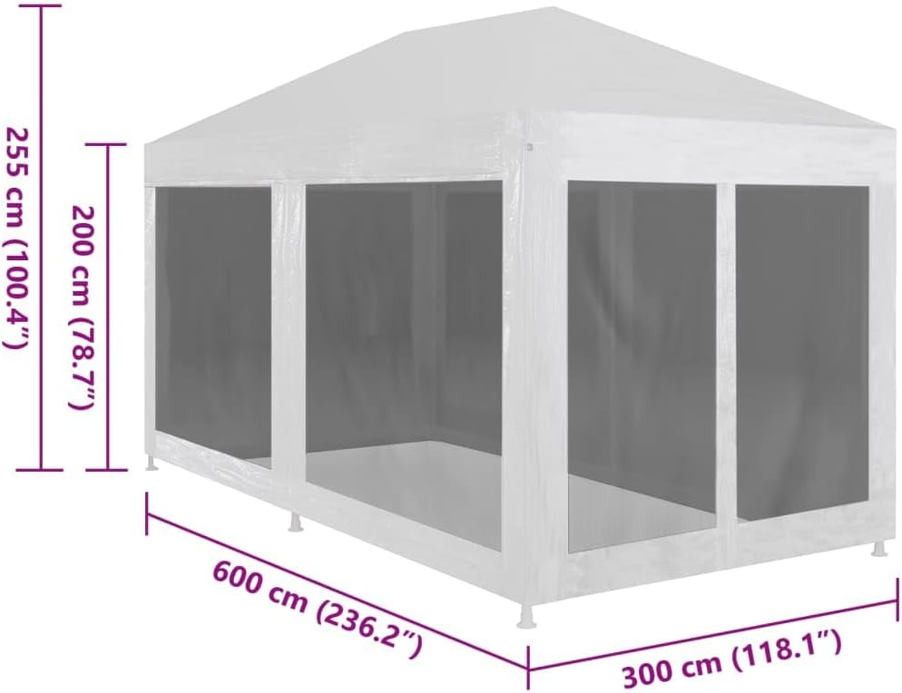 vidaXL Party Tent, Outdoor Canopy Tent with 6 Mesh Sidewall, Patio Gazebo with Steel Frame, Marquee Shelter Sunshade for Garden Backyard