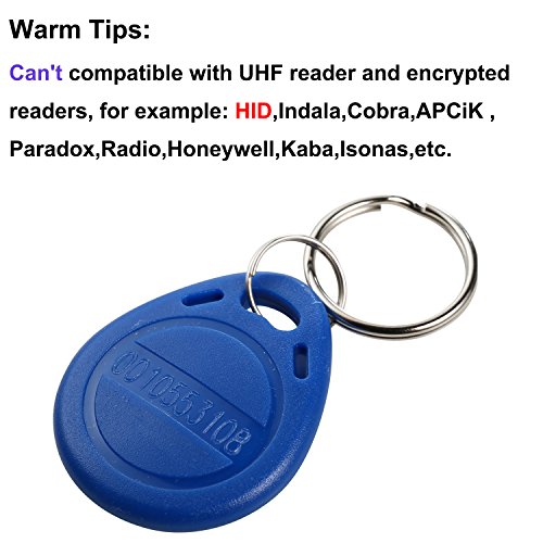 UHPPOTE Proximity 125KHz RFID EM-ID Card Keyfob for Door Access Control - Read Only - Color Blue - 100 Pack - Thumbnail 2