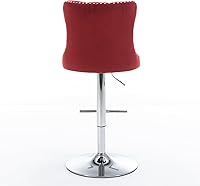 Vista 7 de Taburetes de bar giratorios de terciopelo ajustable con altura del asiento de 25 a 33 pulgadas, taburetes de bar con base cromada con respaldo