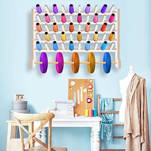 Porta Fio Madeira 50 Cones Carretel Linha Suporte Para Viés
