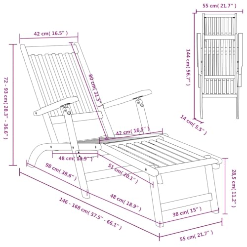 Deckchair vidaXL aus Akazie – Liegestuhl und Sonnenliege