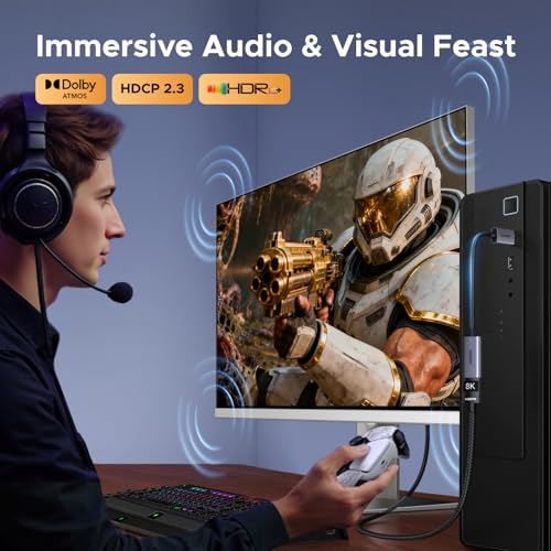 UGREEN 8K@60Hz DisplayPort to HDMI Adapter DP 1.4 to HDMI 2.1 Cable [4K@240Hz/2K@240Hz] Uni-Direction Aluminum Multi Screen Gaming Compatible with Monitor Projector HP Dell HDTV Asus AMD GPU NVIDIA - Image 3