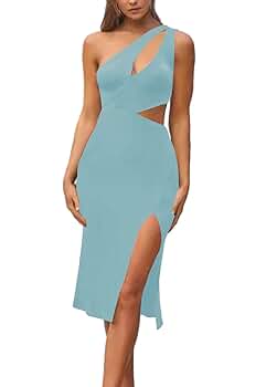 Amazon.com: LYANER Women's Sexy One Shoulder Cut Out Split