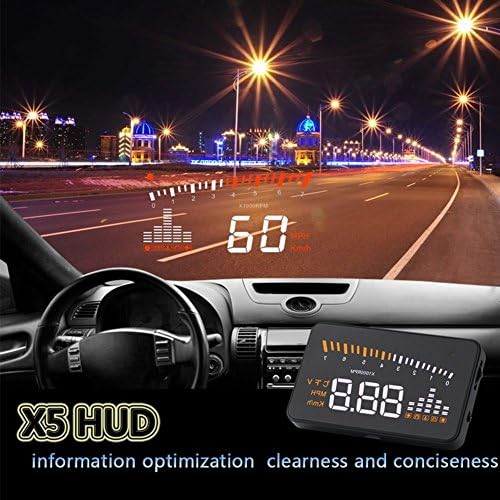 POCREATION Head Up Display, 3" OBDII HUD Speedometer with Alarm, Windshield Projector for Speed, RPM, Water Temperature, Plug and Play