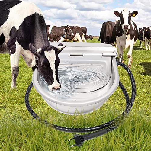 Abreuvoirs Chauffants pour Animaux Domestiques Thermostat Automatique 220 V/80 W Protection Contre Le Gel Chauffante en Acier Inoxydable Abreuvoirs d'hiver Automatiques pour Chiens Chevaux Moutons Cover