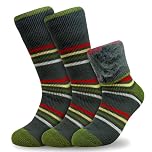 Mens Ultra Thick Fluffy Winter Socks - 2.4 TOG Thick Non Elastic Thermal Socks for Men - Perfect For Wearing To Bed, Around the House and Outdoor (Green)