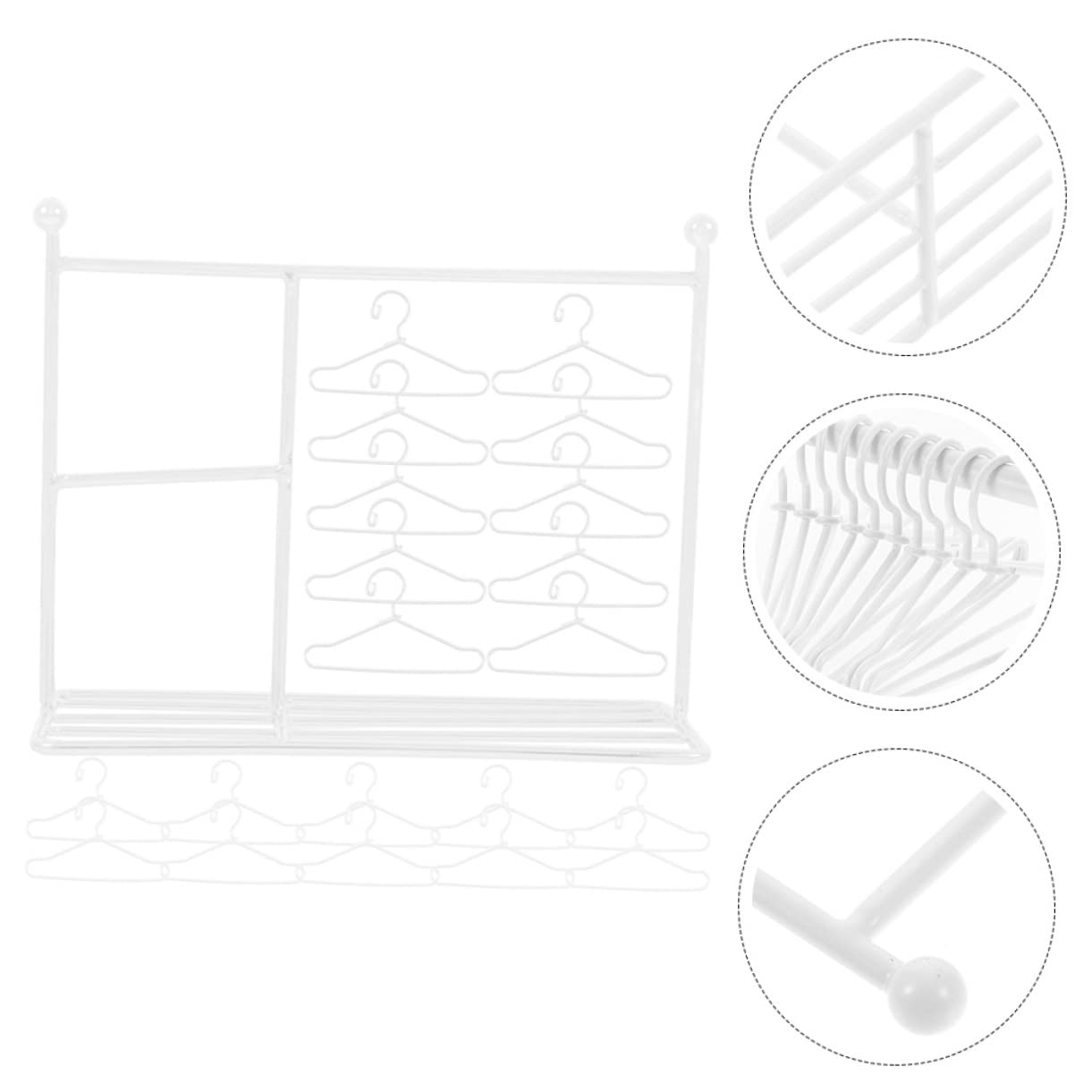 NAMOARLY Doll Clothes Storage Rack 21pcs Mini Iron Hangers Reusable for Doll Clothing Holder Miniature Dress Rack