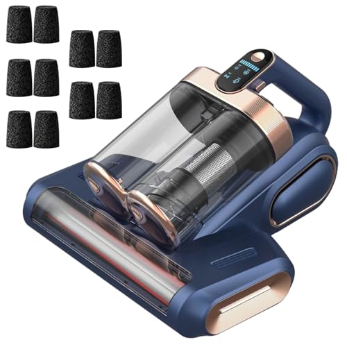 Turbex Miteguard Vacuum - Integrated Hepa Dual Dust Cup System, With 10 Filter Element, 20kpa Strong Suction Power, Thickened Dual Roller Brush, Widened 10-in Dual Suction Ports (Blue+10 Filter)