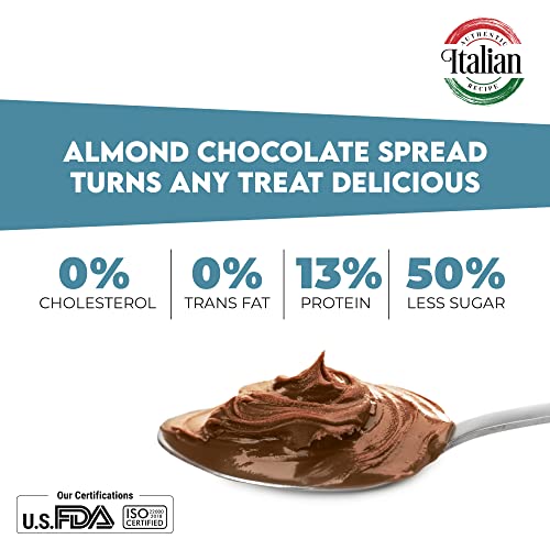 Image of Happilo Premium Almond Chocolate Spread, Delicious and Low-Carb Chocolate Spread with Goodness of California Almonds, High Protein Low Sugar Sweet Dessert, Smooth & Creamy Guilt-Free Diet Snack, No Cholesterol and Trans-Fat, 350g