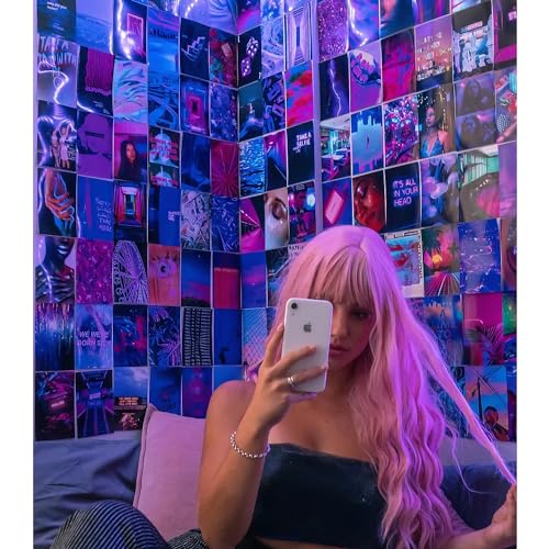 Image of Paper9store Pack Of 50 Aesthetic Wall Collage Kit - 4?6 Inches Self Adhesive Wall Posters For Bedroom, Living Room, Office A6 Size (Purple)