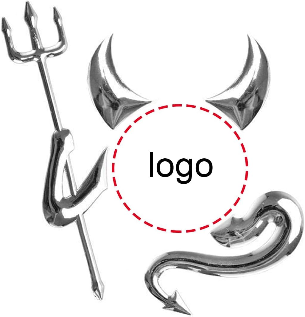 x xotic tech 3PCS Cute 3D PVC Devil Style Demon Sticker, Auto Car Emblem Decal Decoration Waterproof Self-Adhesive Car Logo Sticker Universal Fit (Silver) image 5