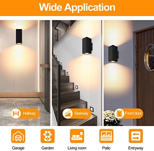 FUDESY Outdoor Wall Light, Up Down Outside Wall Lamp, IP54 Waterproof GU10 Base Max 7W Plastic Exterior Wall Sconce Mains Powered for Front Door Patio Terrace Hallway Porch Post Garage, 2 Pack