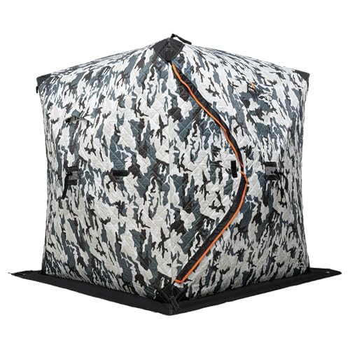 Portable Ice Fishing Tent, 3 Person shelter Tent with Windproof Fabric Strips,Protect Against Water/Cold Wind, 35 Square Feet Insulated Ice Fishing Shelter Area, for Ice Fishing