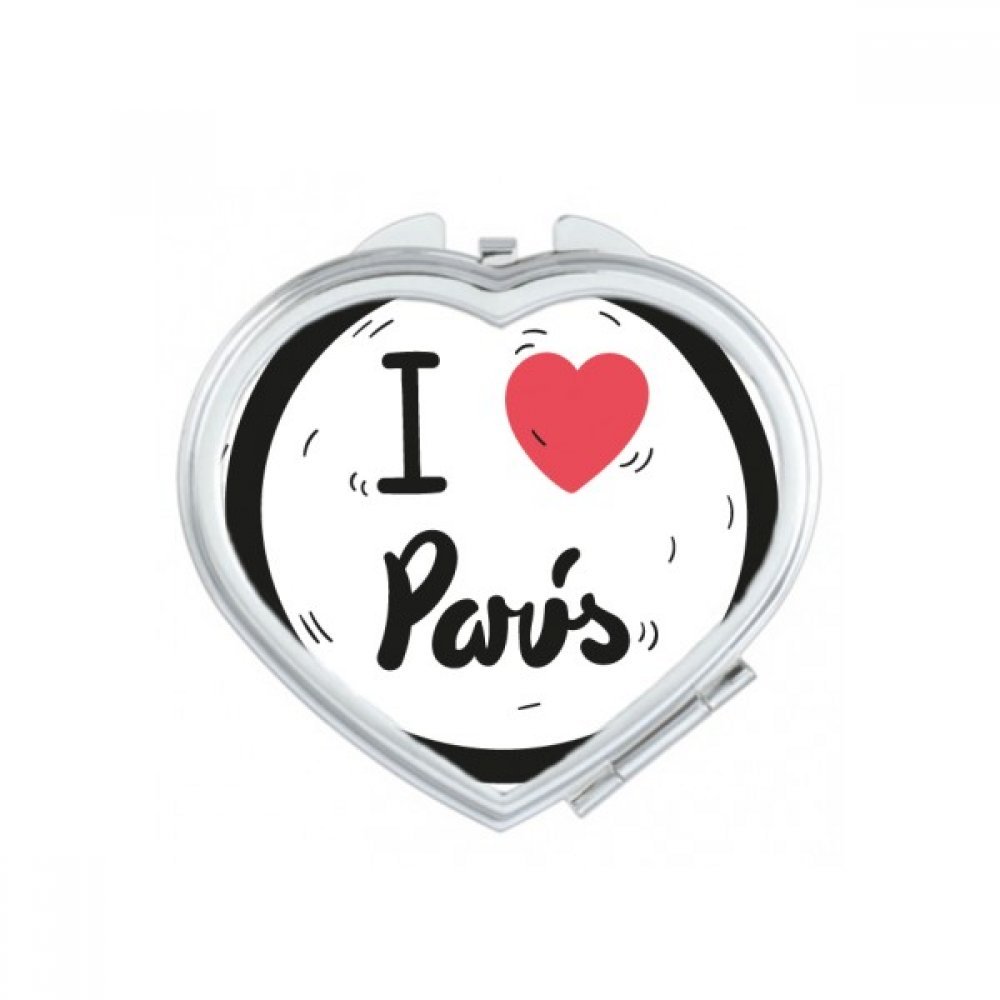 Miroir de poche compact pour maquillage précis et retouches rapides motif cœur Paris