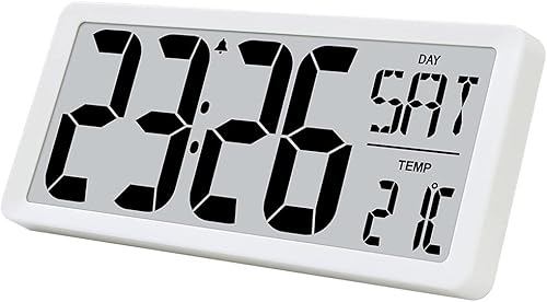 Miniatura 43 de TXL Reloj de pared digital grande de 14.2 pulgadas, funciona con pilas, reloj digital con pantalla grande con día, fecha y temperatura, reloj