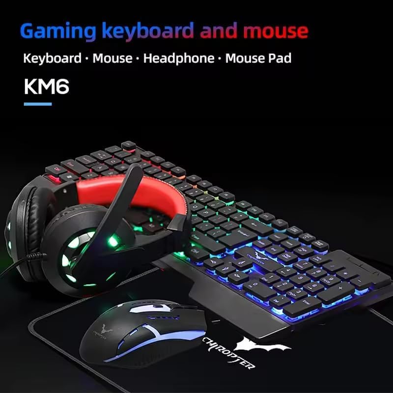 Entwino Gaming Combo 4-in-1: RGB Keyboard, DPI-Adjustable Mouse, Mouse Pad, and Headset with Mic - Image 4