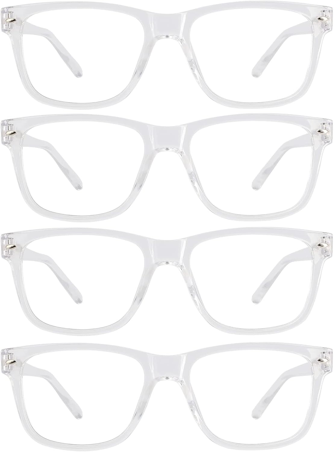 4 Pack Reading Glasses with Spring Hinges, Rectangle Readers for Women Men 1.0 1.25 1.5 1.75 2.0 to 4.0