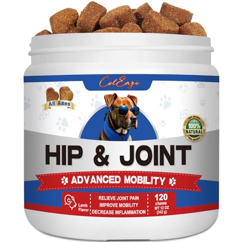 ColEaze Joint Supplement for Dogs, Glucosamine & Chondroitin for Pain Relief, Hip Care, MSM – Advanced Mobility Reduce Inflammation, 120 Count Lamb Flavor