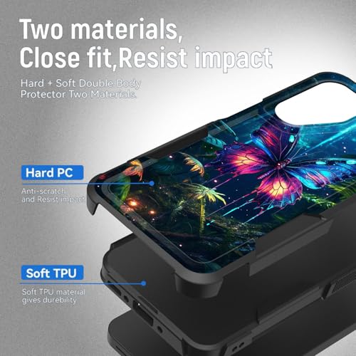 Vobber for Galaxy A26 5G Case,Heavy Duty Dual Layer Hybrid Hard PC Soft Rubber Shockproof Protective Rugged Bumper Case for Samsung Galaxy A26 5G 6.7 Inch 2025,Fantasy Butterfly - image 2
