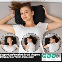 Marcolumb Reisekissen-Campingkissen-ergonomisches Memory-Schaum-Kissen mit temperaturregulierendem Bezug-Oeko-TEX Made IN Green (Schwarz) – Ansicht 5