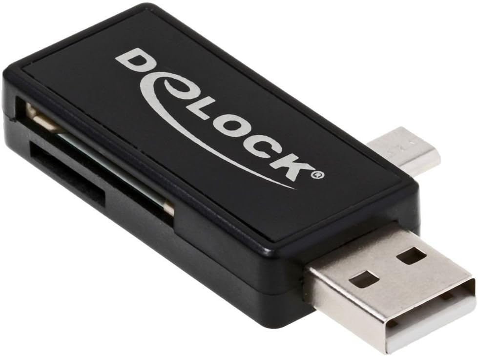 Micro USB OTG Card Reader + USB A Male - Card Reader (MMC, SD, microSD, SDHC, microSDHC, SDX