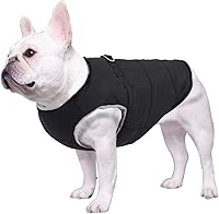 Vista 7 de Geyecete Ropa de bulldog para perro, abrigo acolchado de algodón, chaleco grueso para invierno, chaleco cálido para clima frío, ropa para bulldog
