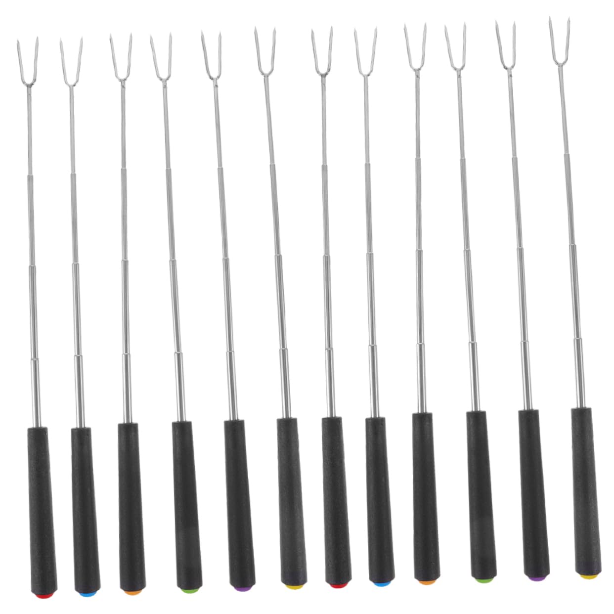 Garneck Extendable Bbq Forks Design 12pcs Stainless Steel Roasting Sticks for Hotdog and Fondue for Campfire Accessories