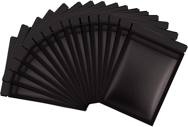Techson 100 PCS Resealable Smell Proof Bags, Ziplock Foil Bags, Aluminum Pouches for Party Favor Food Storage, Gift Bag (Black, 4 x 6 inches)