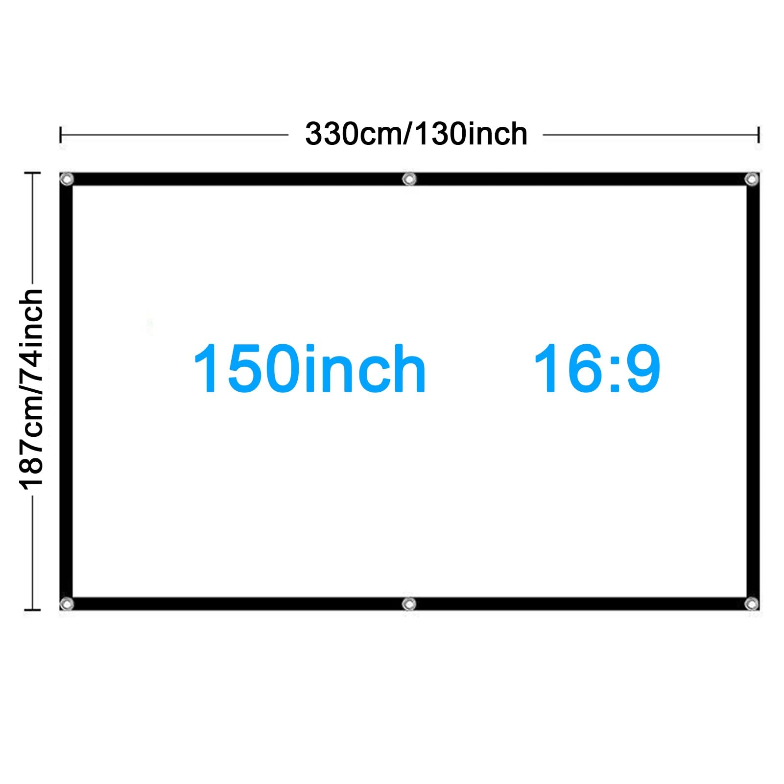 Schermo Proiettore 150 Pollici, Schermo di Proiezione Portatile Pieghevole Lavabile Esterno Interno, Schermo Cinematografico Antipiega 4K HD 16:9 con Ganci