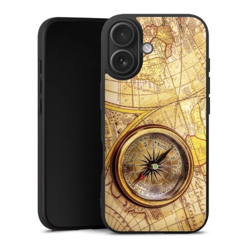 Coque en silicone iPhone 17 avec motif carte du monde boussole