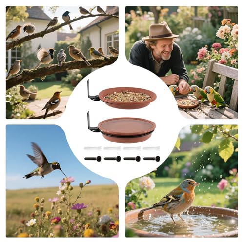 Distributeur de nourriture pour oiseaux sur clôture et son bain d'extérieurs - 5