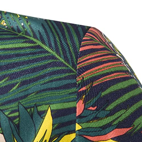 Men's Casual Hawaiian Blazer Floral Printed One Button Holiday Suits Long Sleeve Slim Fit Suit Jacket Sport Coat Army Green #TOP6