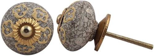 IndianShelf - Paquete de 2 pomos florales de cerámica amarilla prémium para cajones para gabinetes de cocina, puertas, tiradores decorativos para