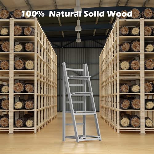 HOMIDEC Plant Stand, 4 Tier Wooden Ladder Shelf Foldable Display Flower Plant Stands, Free Installation Plant Stands Indoor Corner Storage Shelves Bookshelf for Garden Balcony Living Room, Grey - Image 6